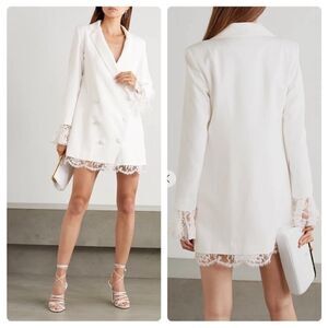 Rime Arodaky Lui Lace-Trimmed Crepe Mini Dress bridal size 8, NWT